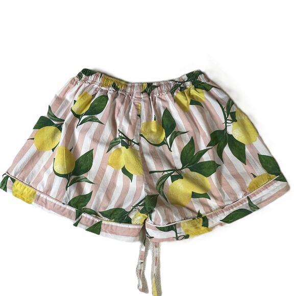 8 Oak Lane XS/S Pink White Stripe Lemon Print Sleep Shorts 100% Cotton - Picture 2 of 16